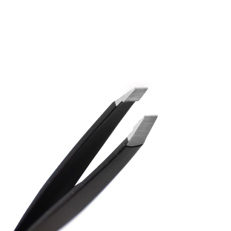 Tweezers - Professional Black Tweezers with Oblique Tip